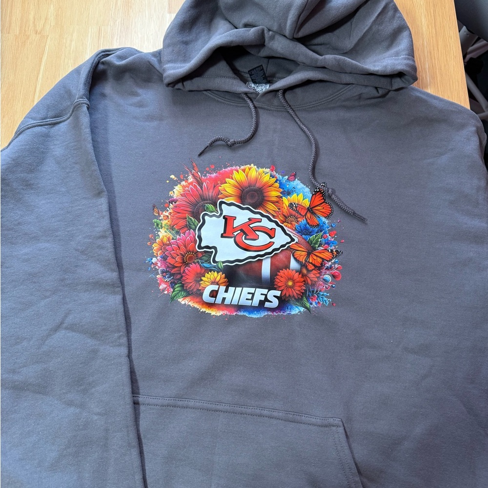 Kansas City Chiefs Hoodie with Floral Design DL Heather Blue